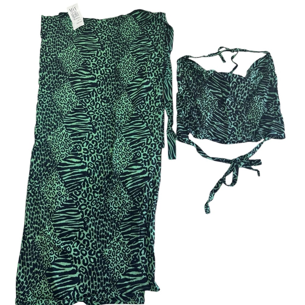 Green Animal Print Two-Piece Set